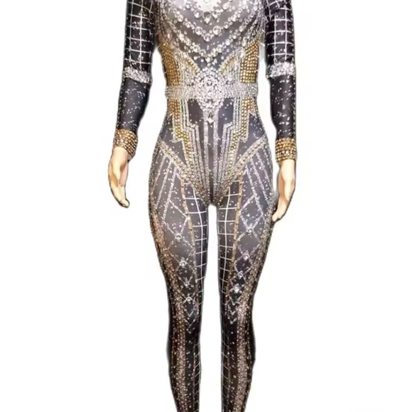 DOMINIQUE LUXURY RHINESTONE JUMPSUIT size M - Picture 6 of 9